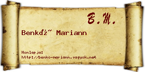 Benkő Mariann névjegykártya