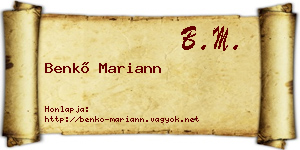 Benkő Mariann névjegykártya