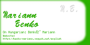 mariann benko business card